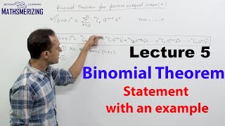 Binomial Theorem statement with an example: Lecture 5 Expand (x+y)^5