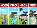 Minecraft Battle : Family Modern Summer House Build Challenge - Noob Vs Pro Vs Hacker Vs God