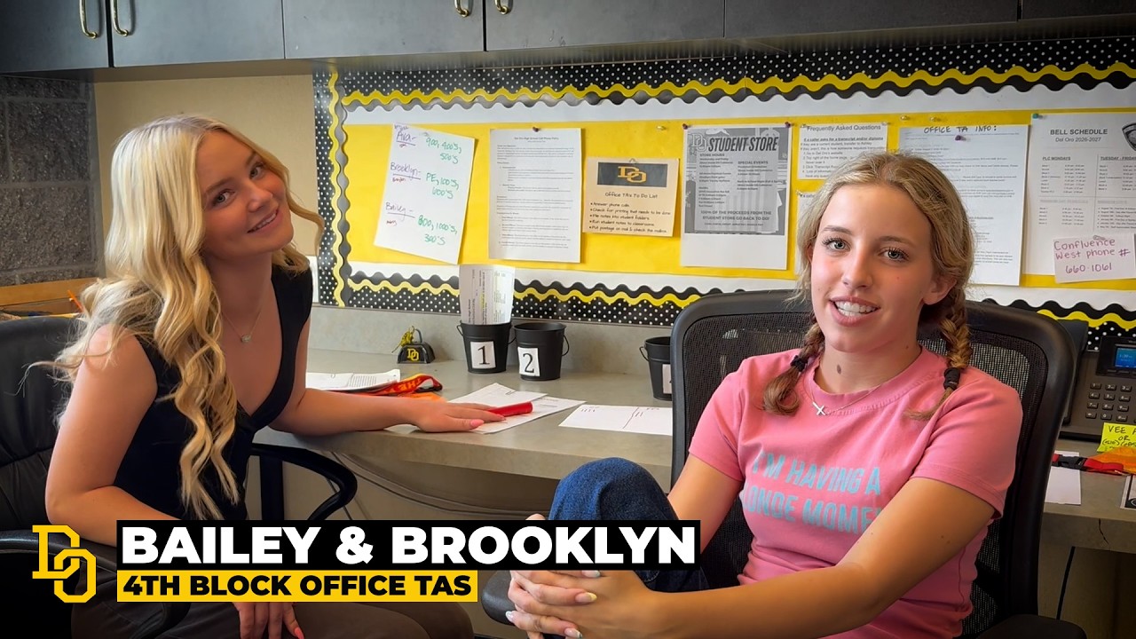 Video preview image of Two office TAs sitting at a desk; click to visit the ParentSquare post with the video