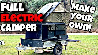Homemade offgrid fully electric offroad camper trailer DIY build walk around.