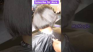She damaged her hair with Relaxer so big chop and Bob it is 💜✨️ #haircare #mzmagic #bigchop