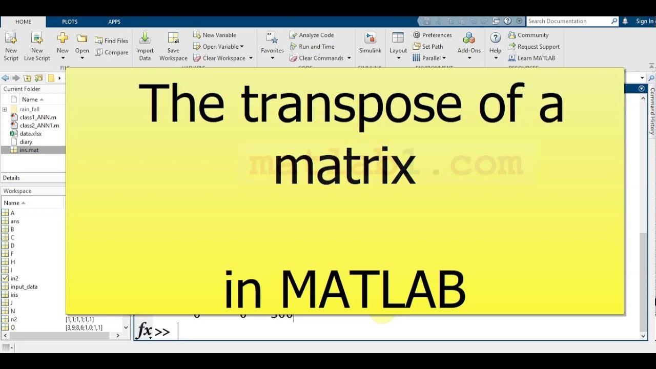 The transpose of a matrix in MATLAB - YouTube