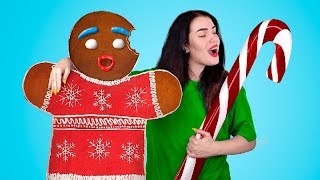 Giant vs Miniature Christmas Candy Cane and Gingerbread Man!