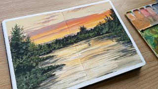 Gouache painting tutorial / Landscape Painting / Paint with me