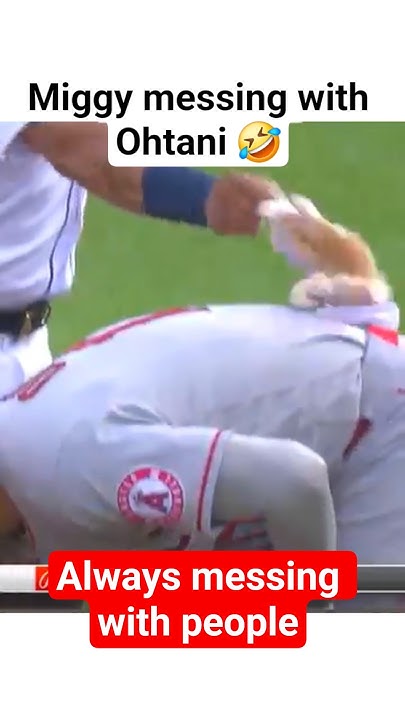 Miguel Cabrera messes with Shohei Ohtani at 1st base 🤣 - YouTube