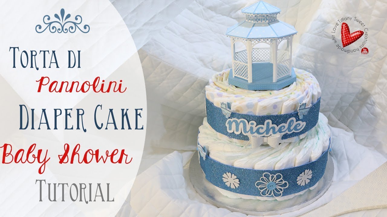 Torta di pannolini - Tutorial - How To Make a Diaper Cake For Baby Shower 