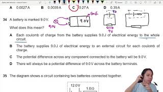 9.2a Ex1 MJ21 P13 Q34 Battery emf Marking | AS Electricity | Cambridge A Level 9702 Physics
