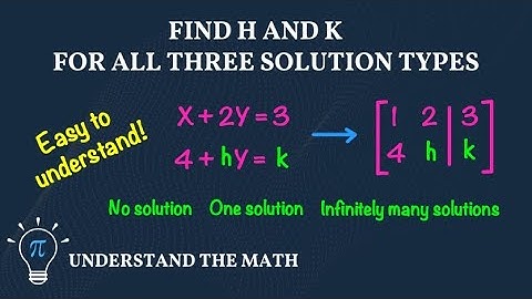 Choose h and k for a Linear System to have No solution, One solution, or Infinitely Many Solutions