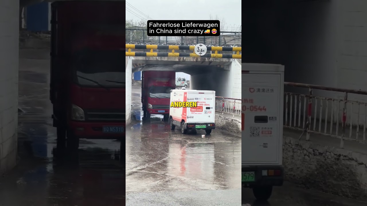 Fahrerlose Lieferwagen in China sind crazy🚚😂#lieferdienst  #autonom  #wissen