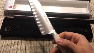 Нож Wusthof Classic Ikon Creme 5 дюймов Santoku Распаковка и проблема с дребезжащим шумом