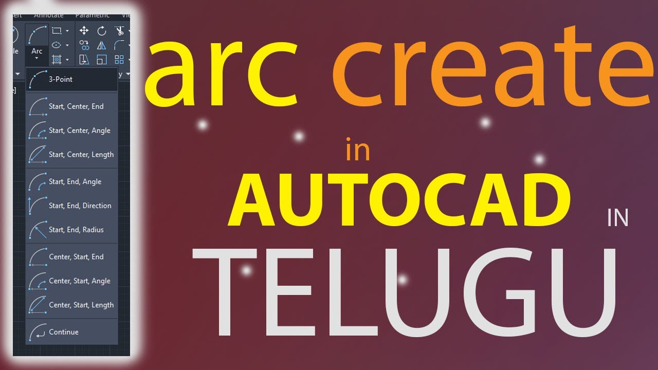 arc create in autocad in telugu full tutorial - YouTube