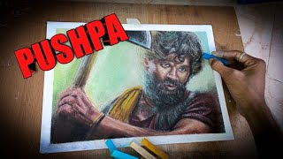 Pushpa movie drawing using soft pastels | How to draw allu arjun pushpa movie | potrait drawing screenshot 5