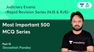 Most Important 500 MCQ Series (Part XV) | Rapid Revision Series (HJS & RJS) | Devashish Pandey