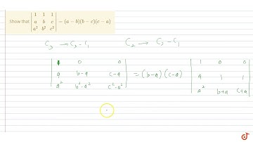Show that `|(1,1,1), (a,b,c),(a^2,b^2,c^2)|=(a-b)(b-c)(c-a)`