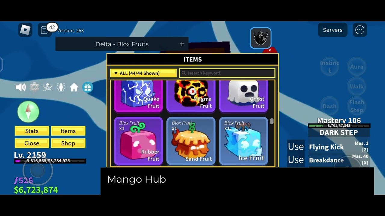 Mango Hub Script|Delta,Fluxus,Codex,acerus|Auto Farm Level|Auto Raid|AutoBounty player