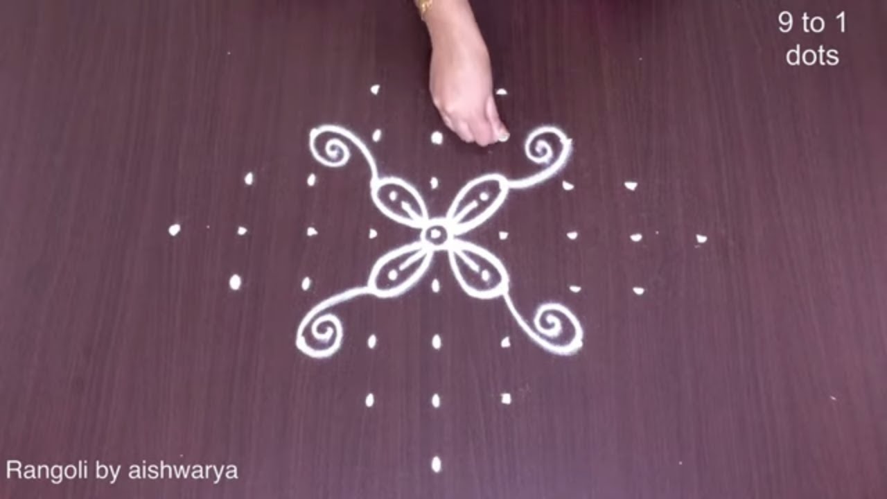 9 1 Dots Easy and Simple Kolam