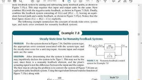 Steady state error for nonunity feedback system