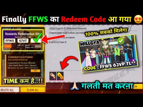 Free Fire Redeem Code Today India Server 100% Working