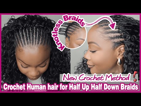 New Crochet Method for Half Up Half Down Braids| Reusable Human hair I Protectivestyle Ft Eayon Hair