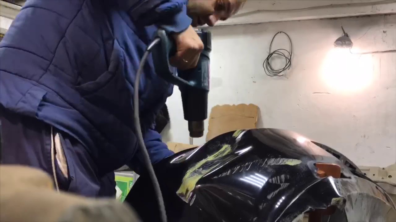 Как выпрямить бампер феном - YouTube