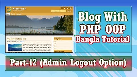 Blog With PHP OOP (Admin Logout Option) : Part-12