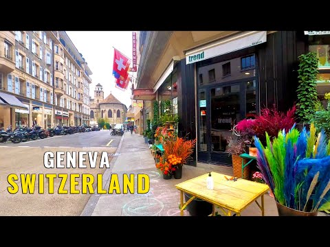 Geneva Switzerland Walking Tour 4k.