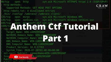 Anthem Ctf Tutorial Part 1 in Penetration Testing Training | Craw Security #ctf #ctftutorialpart1