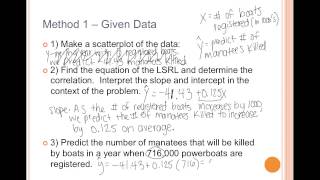 Chapter 3 Lesson 2 Equations of LSRLs