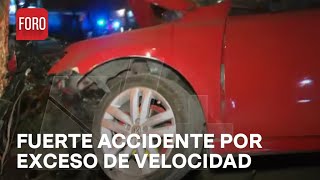 Auto a exceso de velocidad se impacta contra árbol, CDMX - Las Noticias