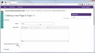Creating a Page Resource in Moodle