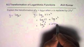 Explain Transformation of Logarithms when x is replaced by 27 x square