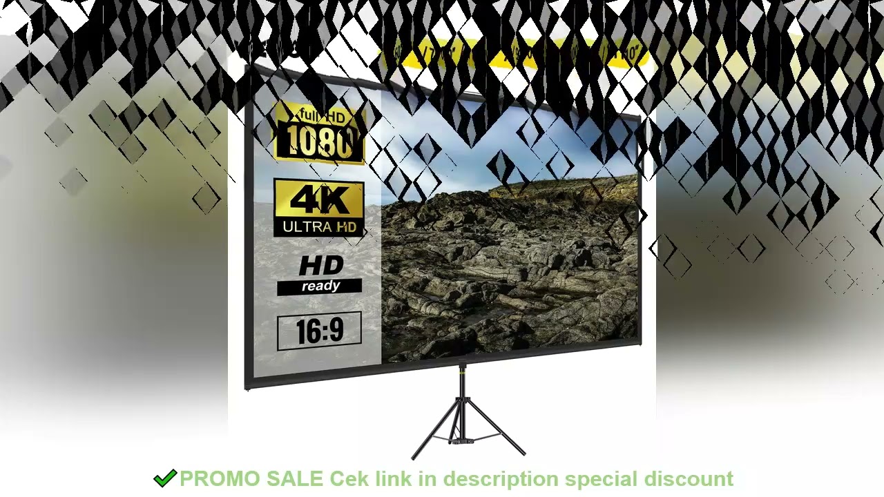SucceBuy 60 70 80 90 100 110 in Tripod Projector Screen W/ Stand 16:9 4K HD Portable Home Cinema for