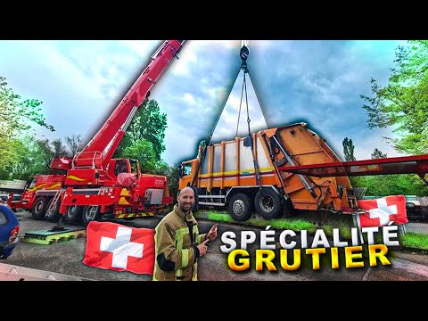 Spécialité GRUTIER avec les pompiers de Genève ( on lève un camion...)