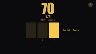 70 BPM Metronome 3/4 Time Signature | Waltz | Adagio | 30 Minute Practice Timer | Stay Sharp