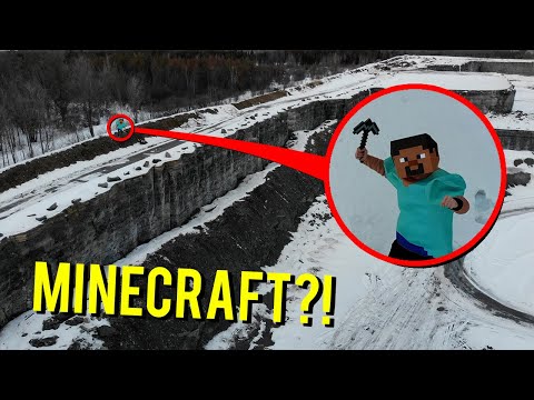 DRONE CATCHES STEVE FROM MINECRAFT AT ABANDONED QUARRY!! (HE SHOT DOWN THE DRONE!!)