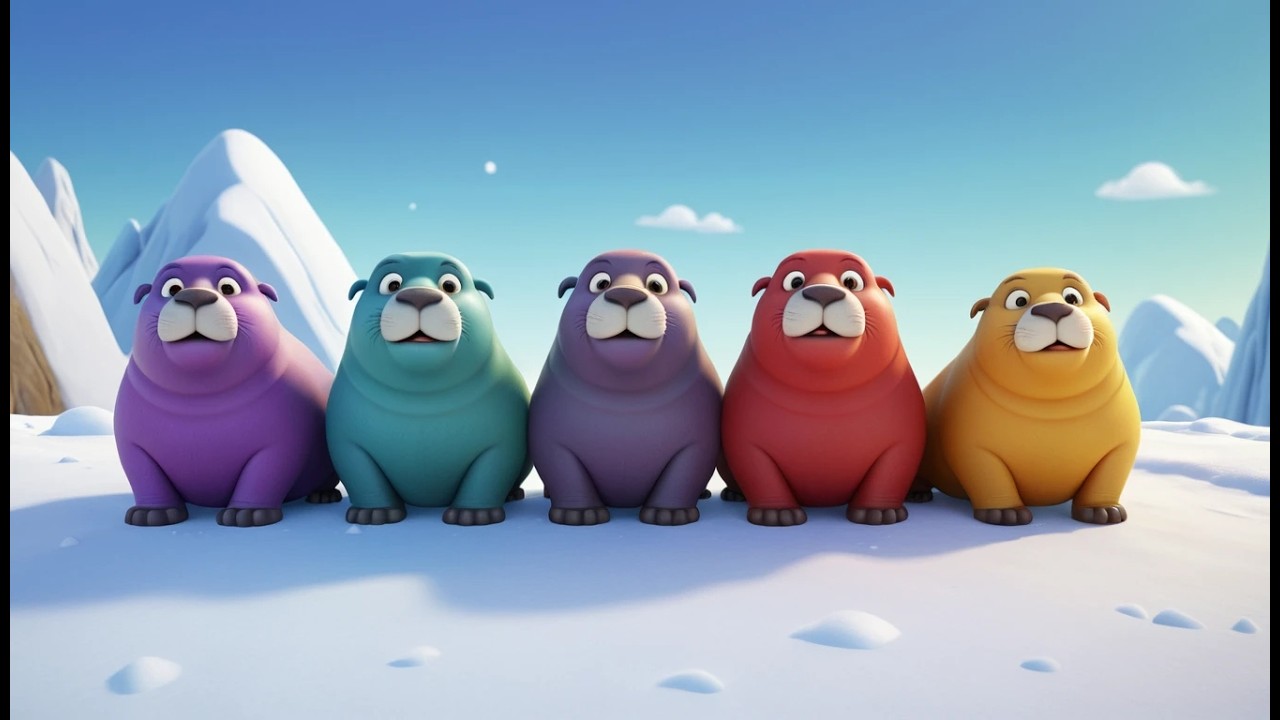 Five Little Walruses Slide Slide Slide | Fun Arctic Animal Song for Kids