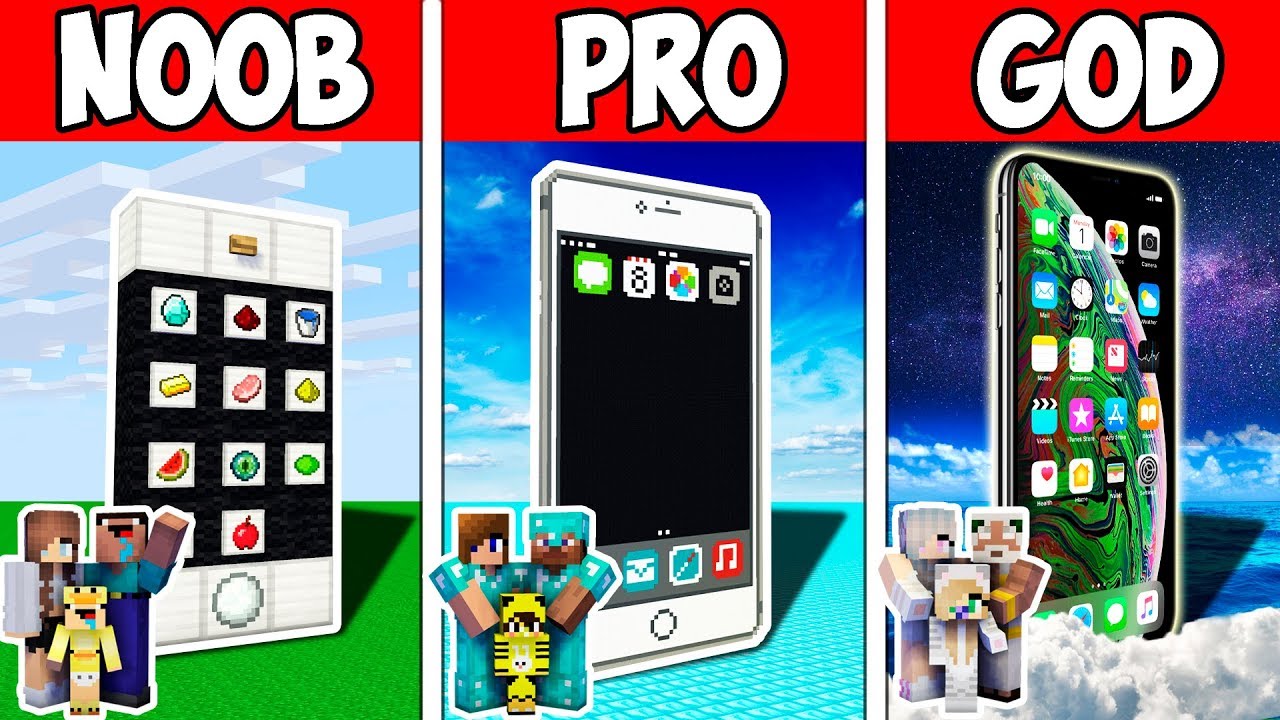 Minecraft NOOB vs PRO vs HACKER vs GOD: FAMILY BLOCK IPHONE PRESENT in Minecraft camera iphone 8 plus apk