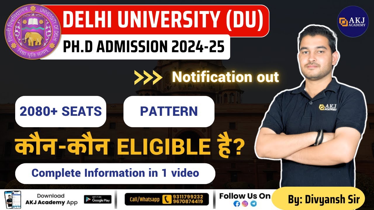 Delhi University PhD Admission 2024-25 | Application Started for 2080 ...