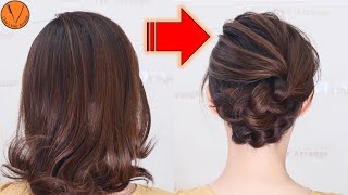 [Semilong hair arrangement] Up style made from two braids