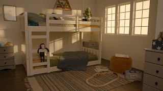 Classic Solid Wood Twin-Over-Twin Detachable Bunk Bed - White