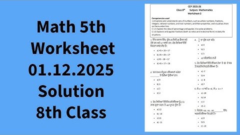 8th Class Math CEP 5th worksheet Bilingual Solution 2025