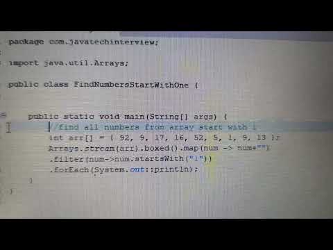 find all elements from array start with 1 using java8@javatechinterview #java8stream #java #java8