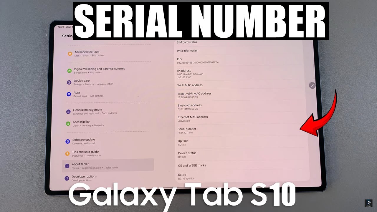 Serial Number Tablet How To Find Serial Number Of Samsung Galaxy Tab S10 / S10 Ultra - YouTube