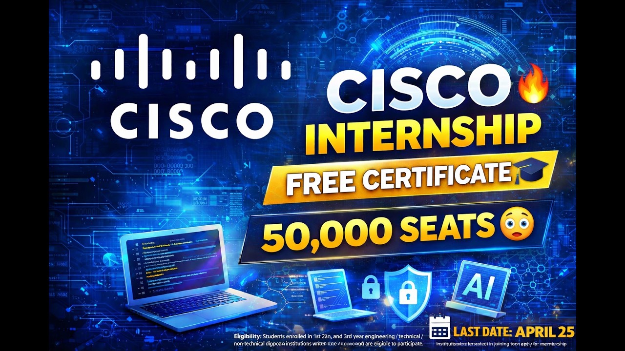 ⁣Cisco Internship 2026 🚀 Work on AI, Cybersecurity & Networking (Full Guide)#cisco