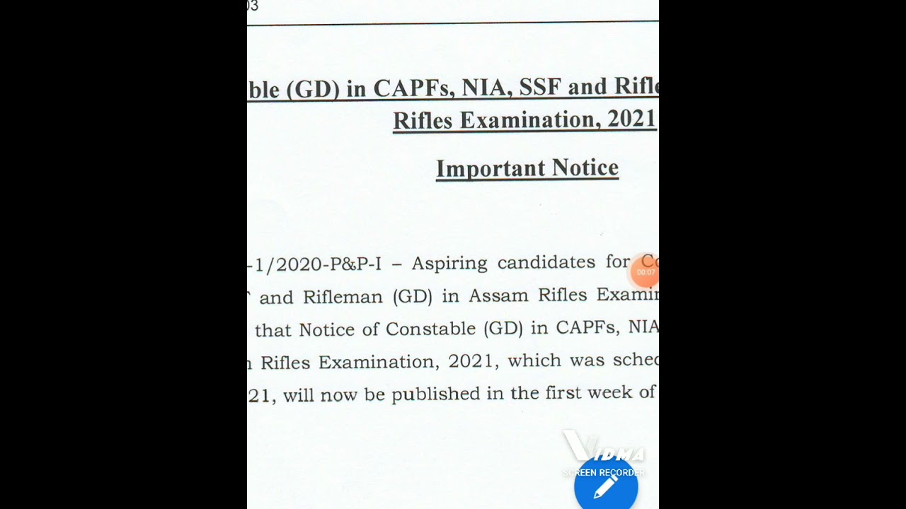SSC GD NOTICE 2021