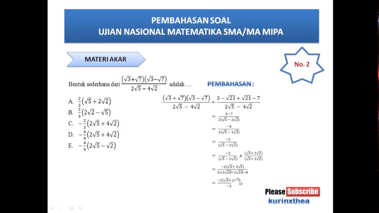Pembahasan Jawaban Soal Ujian Nasional Matematika Sma Ma Mipa