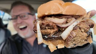 Sliced & Stacked Smoked Brisket Burger Review !!