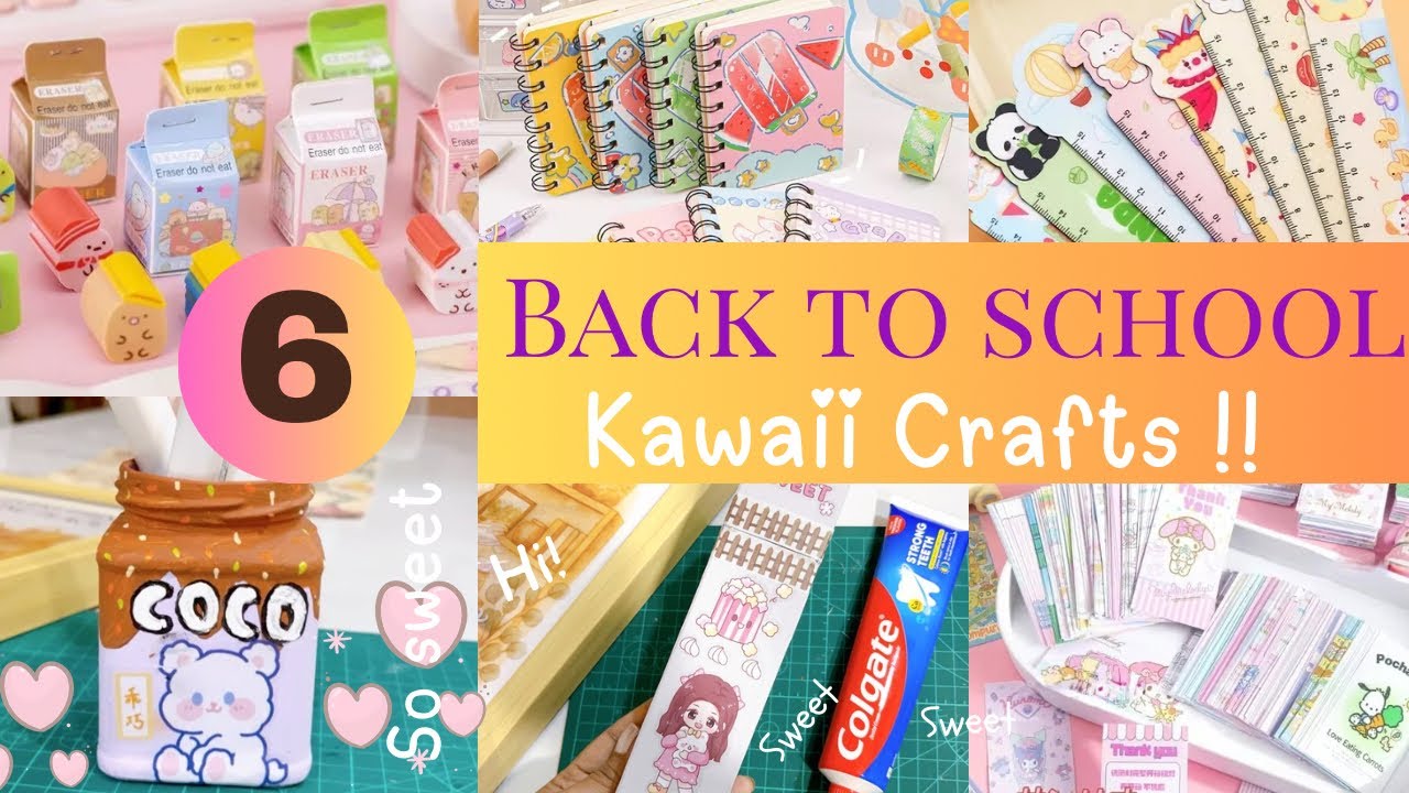 6 Kawaii Back to School DIY Stationery Easy Aesthetic Crafts | Cute ...