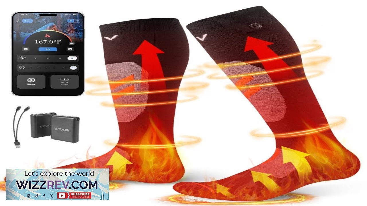 VEVOR Heated Socks Medium Size 5000mAh Battery Rechargeable Heating Socks with 4