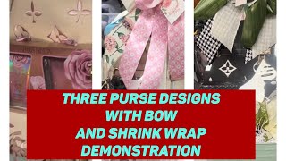 Demo of how I set up my purse gift baskets with bow and shrink wrap demonstration #easygiftideas